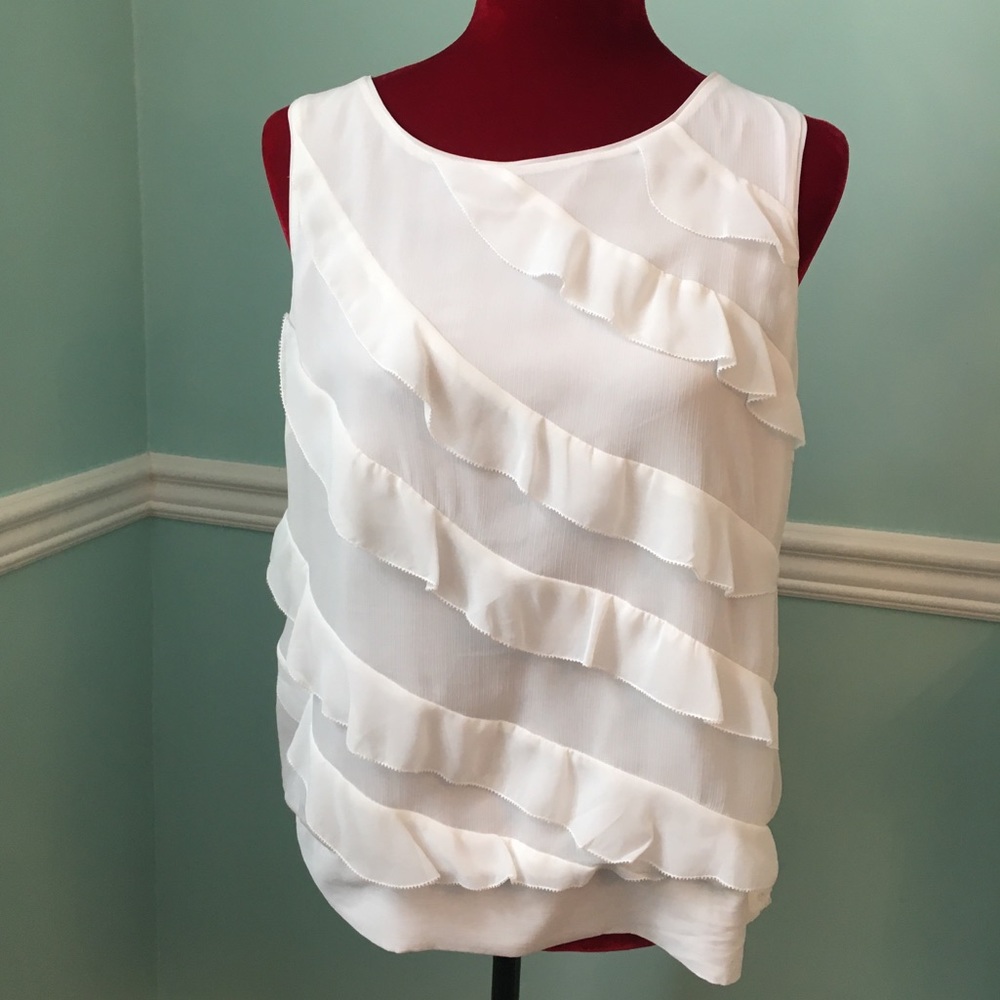 White House Black Market Tiered Ruffled Blouse